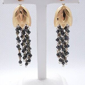 Designer Rebecca Hook yellow vermeil leaf chain post earrings